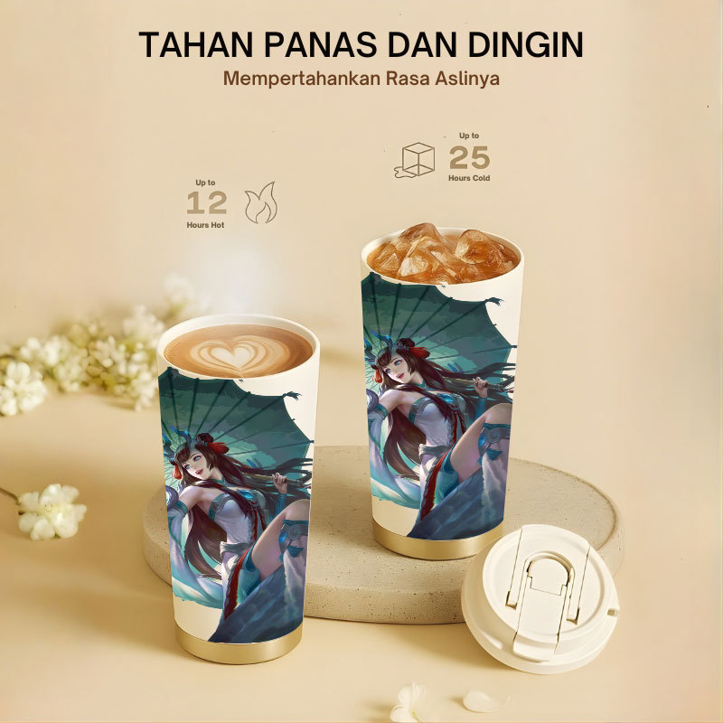 Tumbler Kagura Mobile Legend | 500ml SUS 304 | Anti Bocor 100% | Tahan Panas & Dingin 12 Jam | Sedot