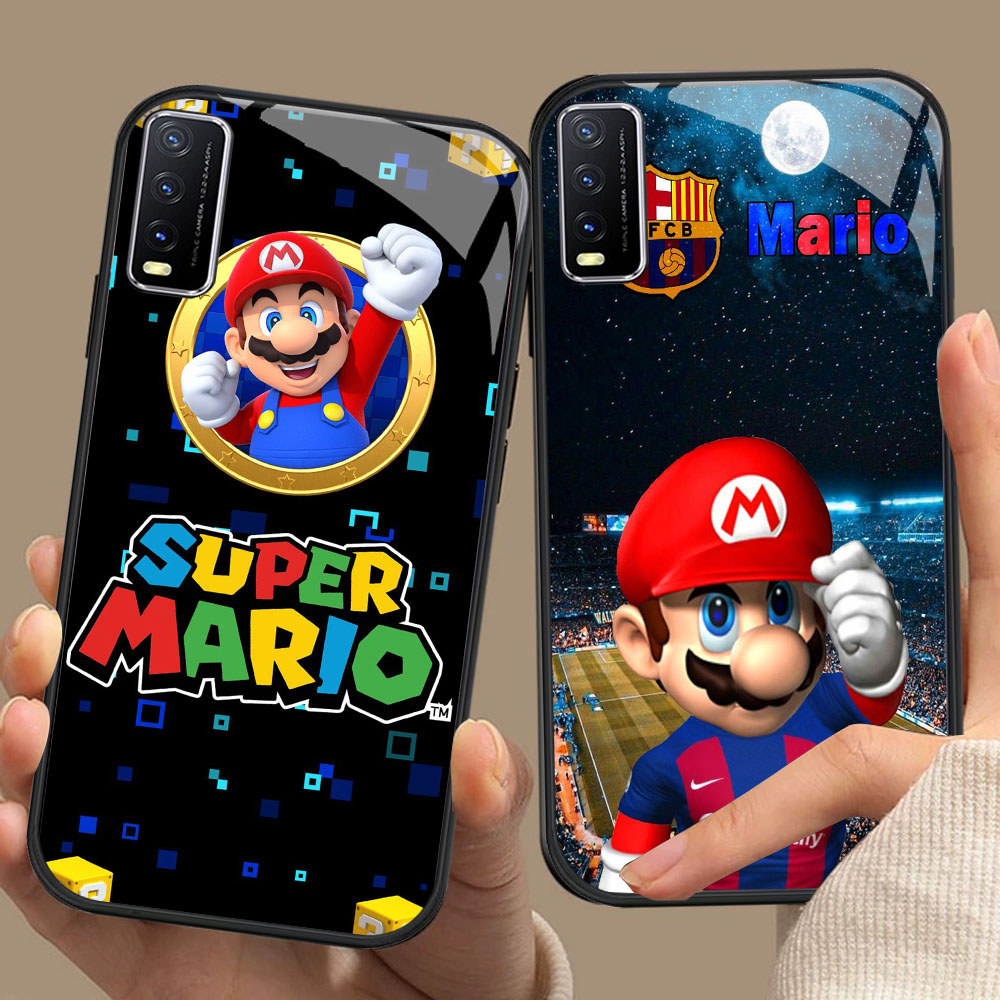 BR-94 Super Mario HD Glass Casing untuk VIVO Y20 Y20s Y20i V15 Y50 S1 Y30 V50 Y03 Y29 Lite Pro