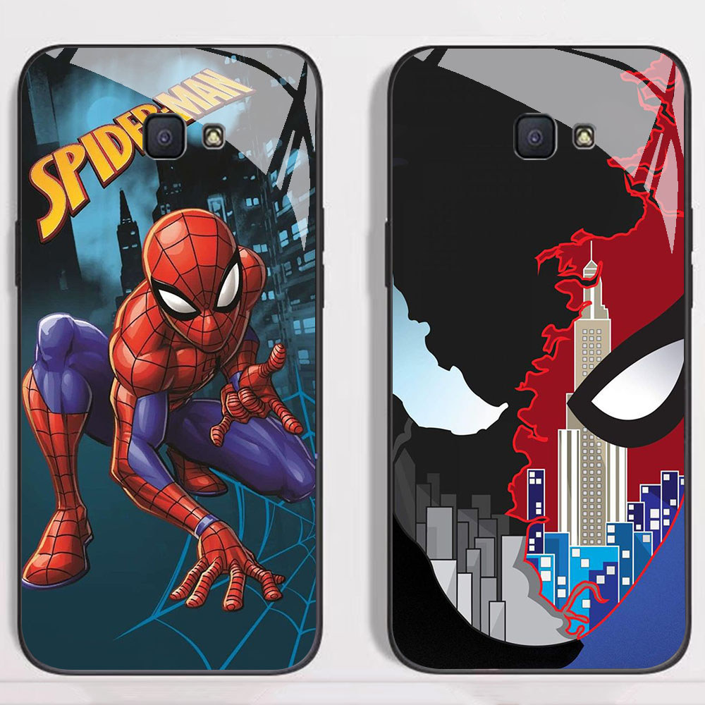 KT-32 Spiderman HD Glass Casing untuk Samsung Note 9 S24 S25 FE Ultra J7 Prime J6 J4 Core Pro Plus