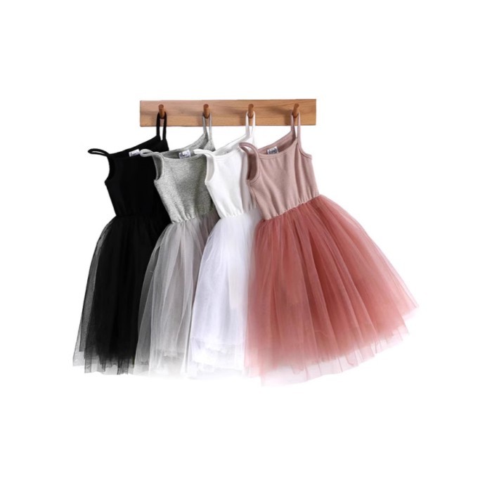 Rok Jaring Suspender Populer Musim Panas Baru Anak Perempuan 2025 Rok Tutu Putri Sambungan Bayi Jump