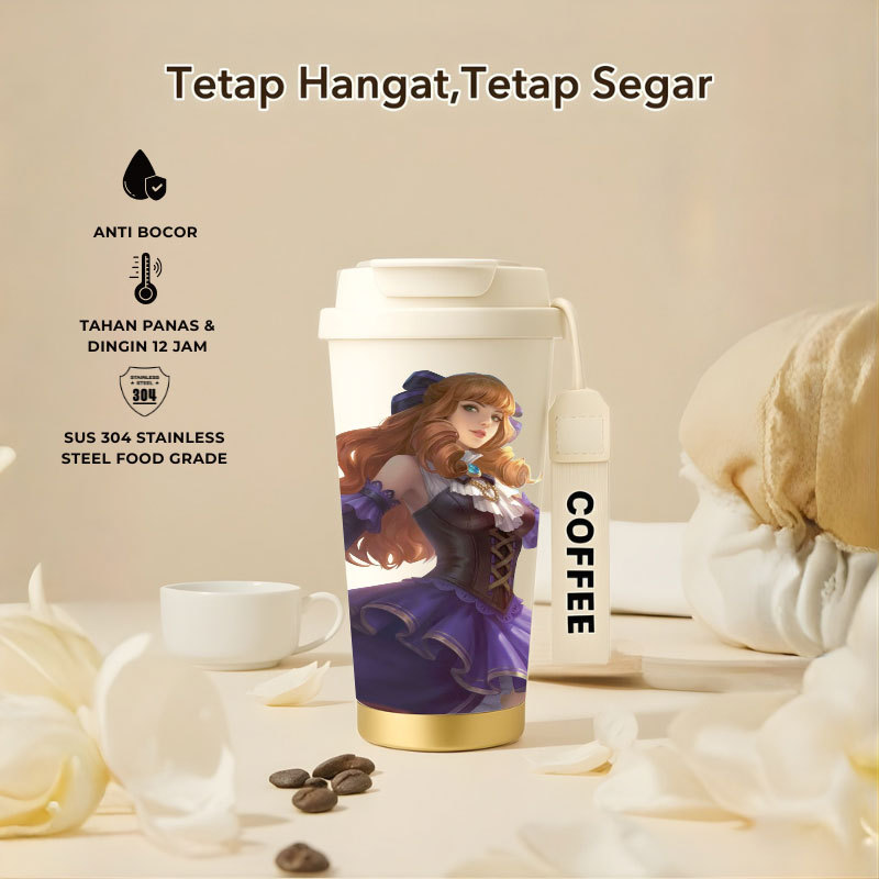 Tumbler Guinevere Mobile Legend | 500ml SUS 304 | Anti Bocor 100% | Tahan Panas & Dingin 12 Jam | Se