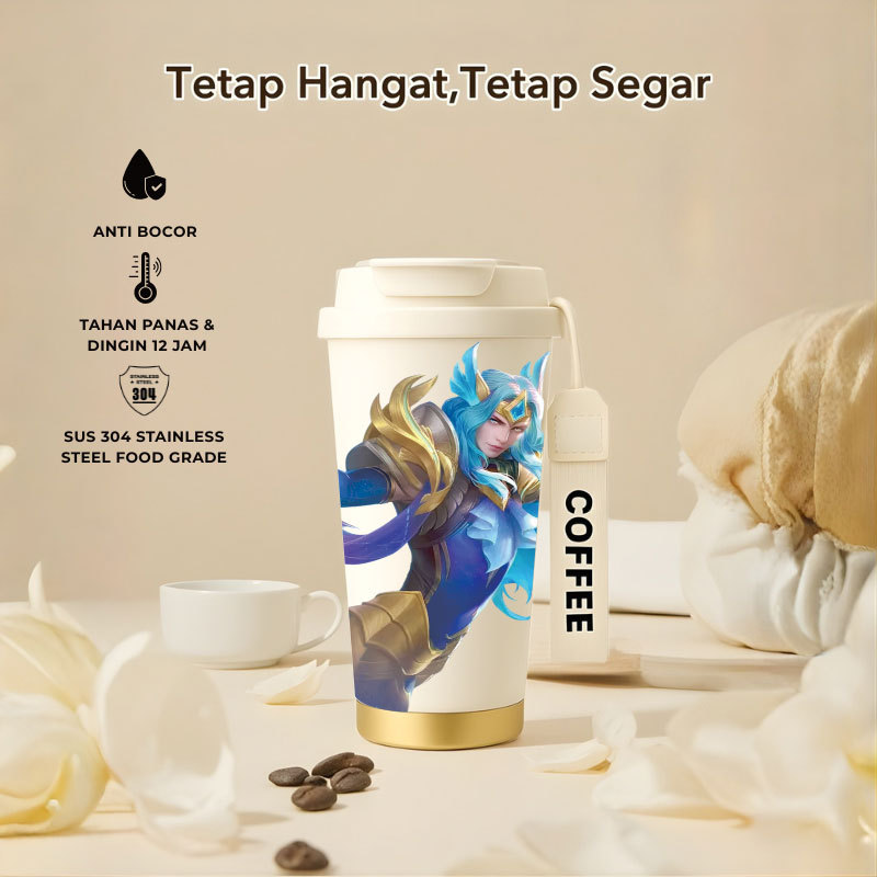 Tumbler Lancelot Mobile Legend | 500ml SUS 304 | Anti Bocor 100% | Tahan Panas & Dingin 12 Jam | Sed