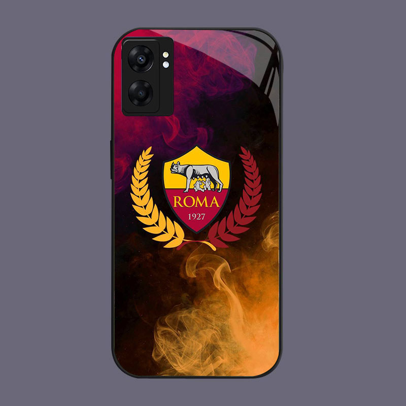 HK-23 FC Roma Glass KACA Casing untuk OPPO Realme Reno A57 A76 A57S C67 A96 C30S C33 10 A77S A36 13 