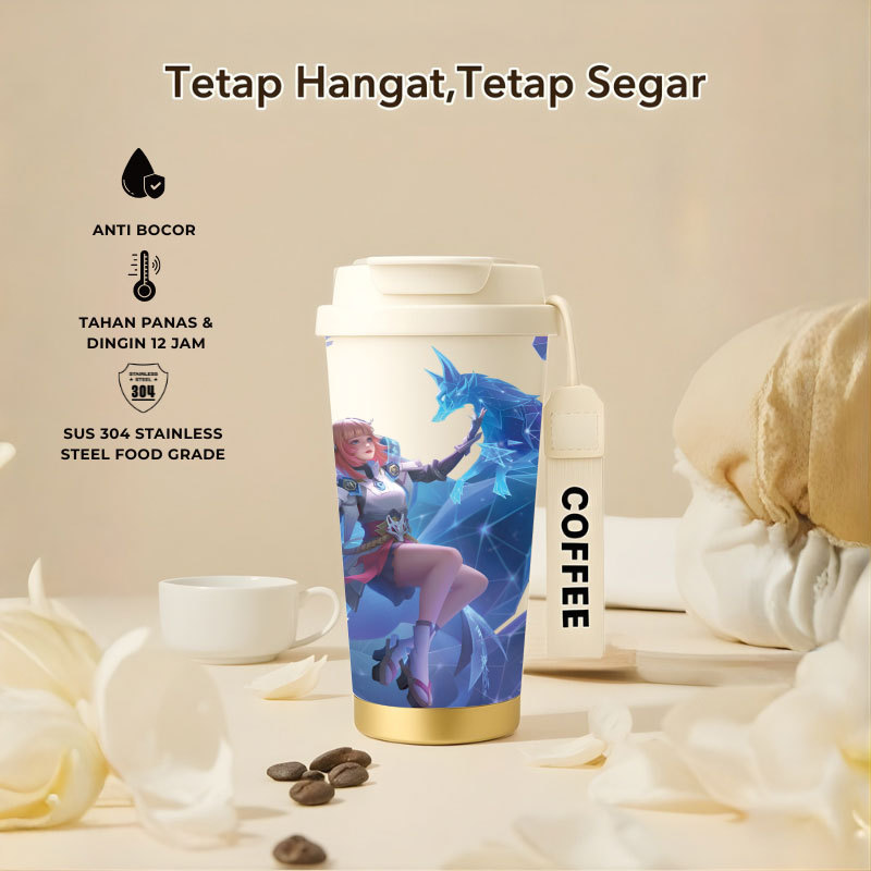Tumbler Guinevere Mobile Legend | 500ml SUS 304 | Anti Bocor 100% | Tahan Panas & Dingin 12 Jam | Se