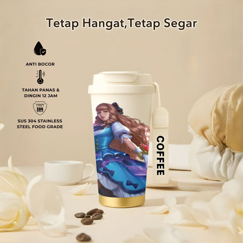 Tumbler Guinevere Mobile Legend | 500ml SUS 304 | Anti Bocor 100% | Tahan Panas & Dingin 12 Jam | Se