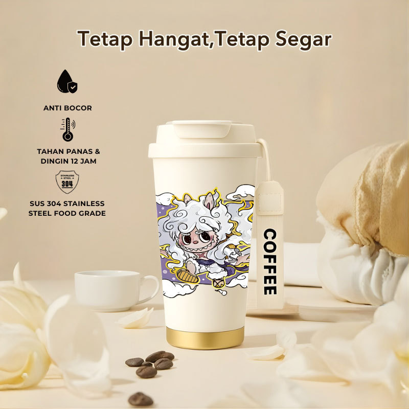 Tumbler Labubu the Monster | 500ml SUS 304 | Anti Bocor 100% | Tahan Panas & Dingin 12 Jam | Sedotan