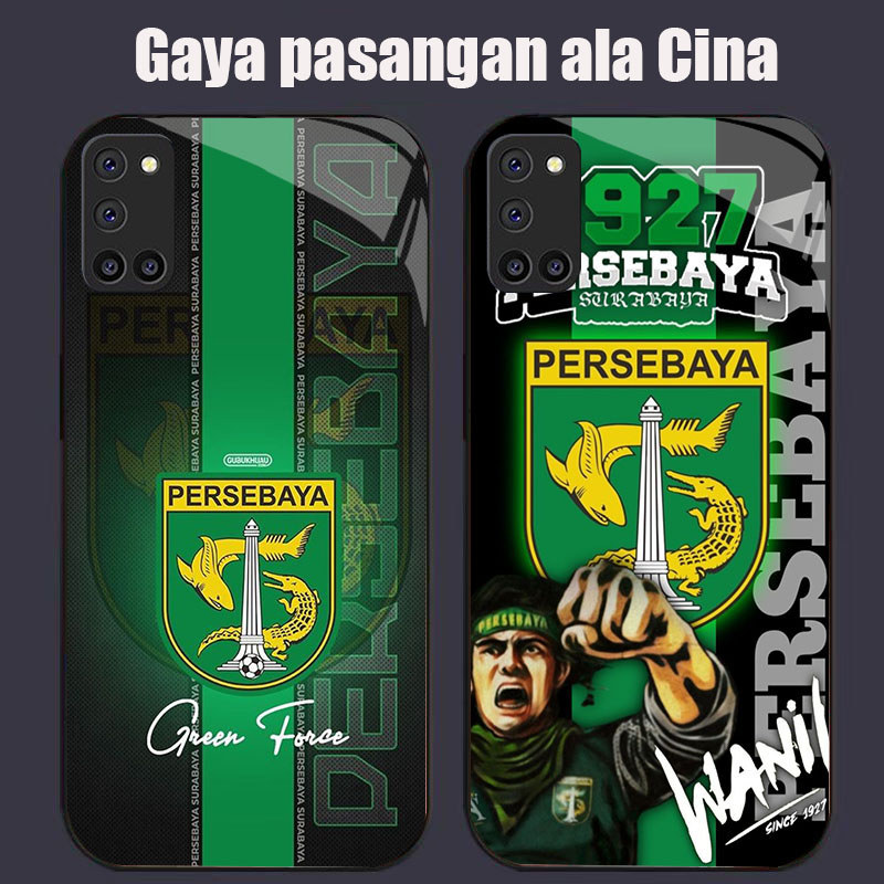 DK-76 Persebaya Casing KACA bingkai lembut hitam OPPO Reno A92 5 5F A72 A52 A94 F19 Pro Lite
