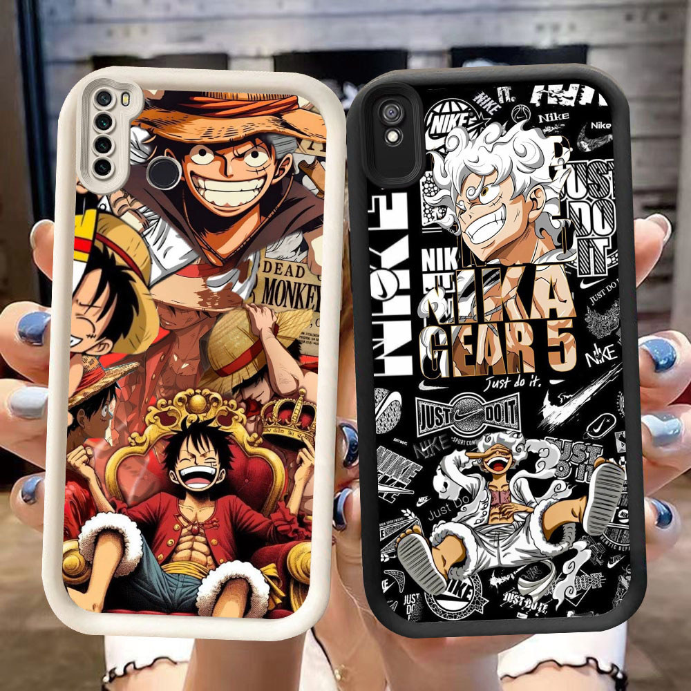 DK-75 One Piece Luffy Silicone Casing hitam putih untuk Redmi Note 6A 7 9T 9A Pro
