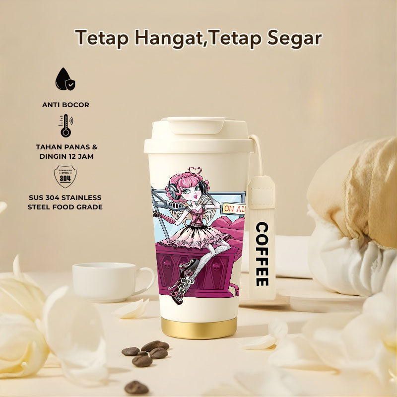Tumbler Monster High Cartoon | 500ml SUS 304 | Anti Bocor 100% | Tahan Panas & Dingin 12 Jam | Sedot