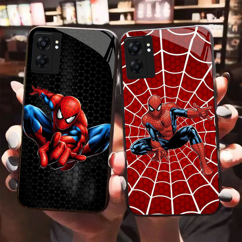 HK-4 American animation Glass KACA Casing untuk OPPO Realme Reno A57 A76 A57S C67 A96 C30S C33 10 A7