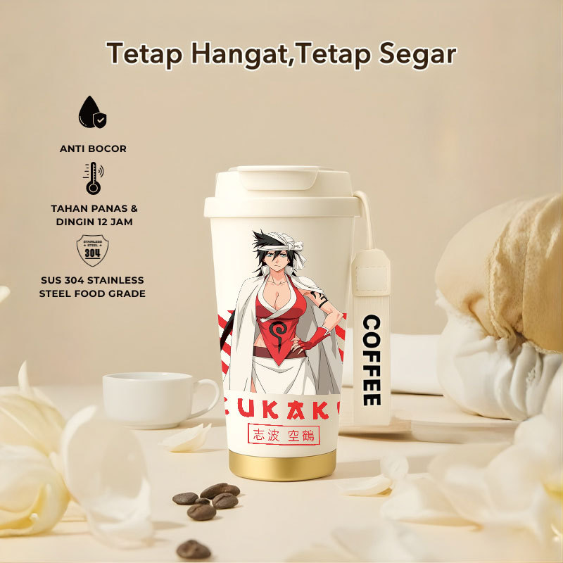 Tumbler Anime Bleach | 500ml SUS 304 | Anti Bocor 100% | Tahan Panas & Dingin 12 Jam | Sedotan Lipat