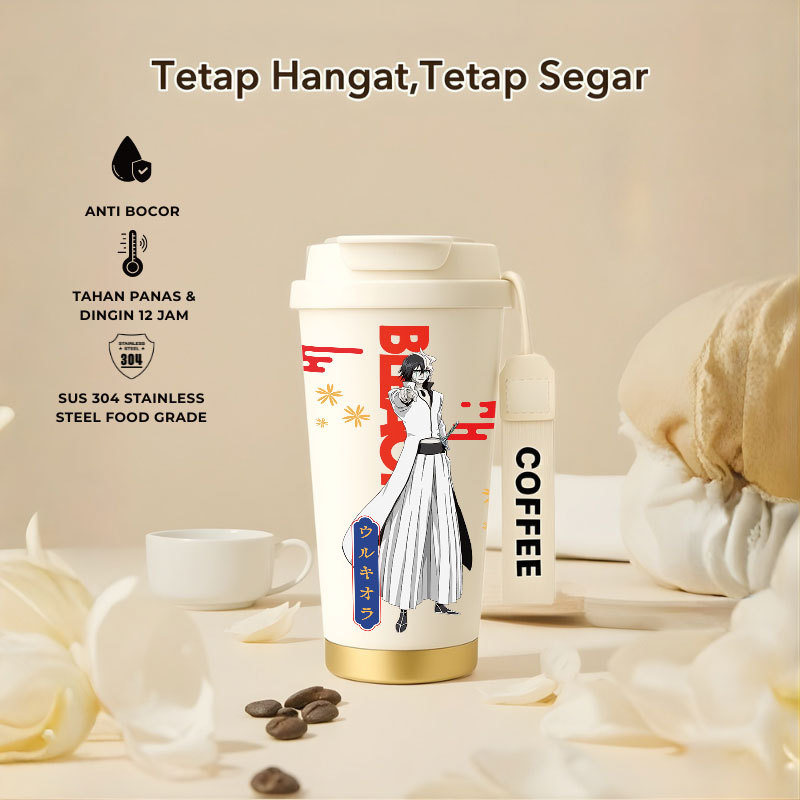 Tumbler Bleach Character | 500ml SUS 304 | Anti Bocor 100% | Tahan Panas & Dingin 12 Jam | Sedotan L