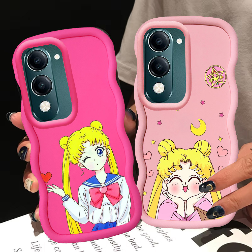 KL36 Sailor Moon Casing untuk VIVO Y19S Pro Y19 Y19e Y29S Y29T Y04 Y04S 5G Case Merah Muda