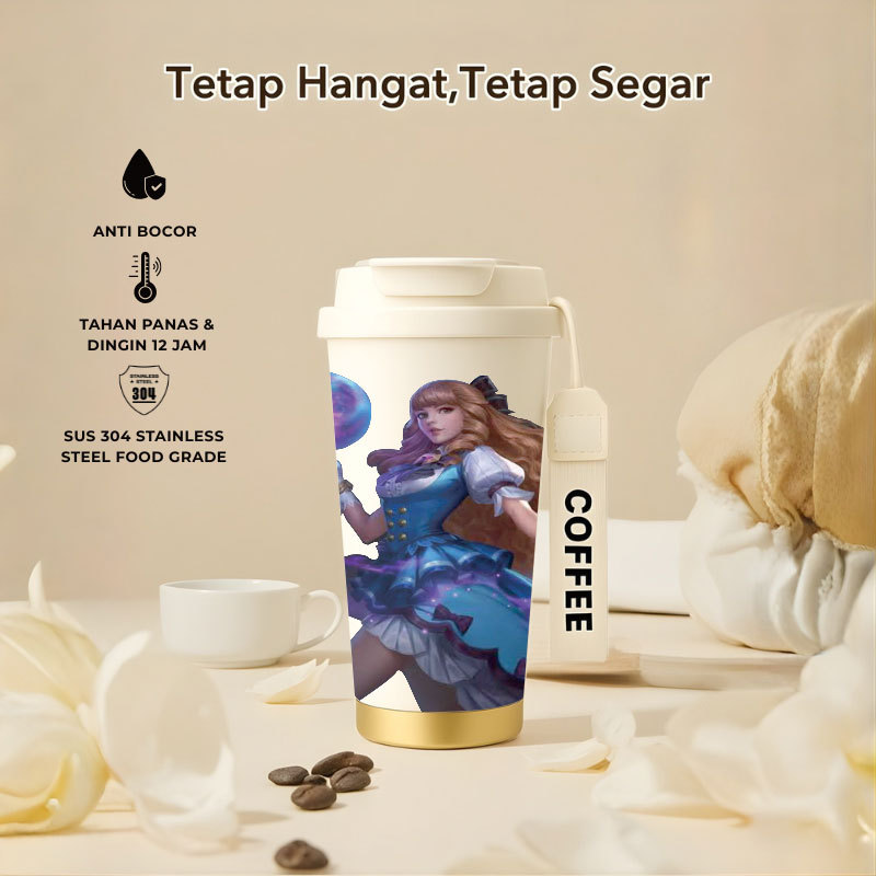 Tumbler Guinevere Mobile Legend | 500ml SUS 304 | Anti Bocor 100% | Tahan Panas & Dingin 12 Jam | Se