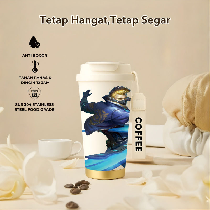 Tumbler Hayabusa Mobile Legend | 500ml SUS 304 | Anti Bocor 100% | Tahan Panas & Dingin 12 Jam | Sed