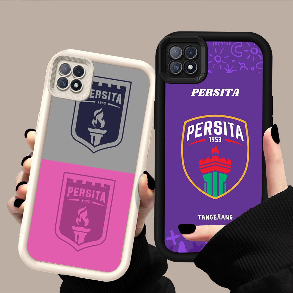 MK-24 Persita Indonesia Shockproof Casing untuk Silikon hitam putih OPPO Realme Reno C20A A16E A16K 