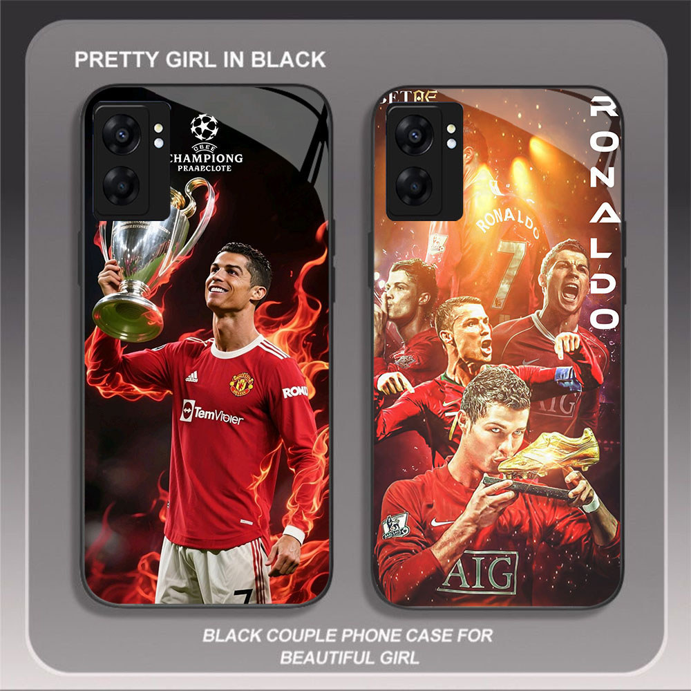 HK-57 FC Ronaldo Glass KACA Casing untuk OPPO Realme Reno A57 A76 A57S C67 A96 C30S C33 10 A77S A36 
