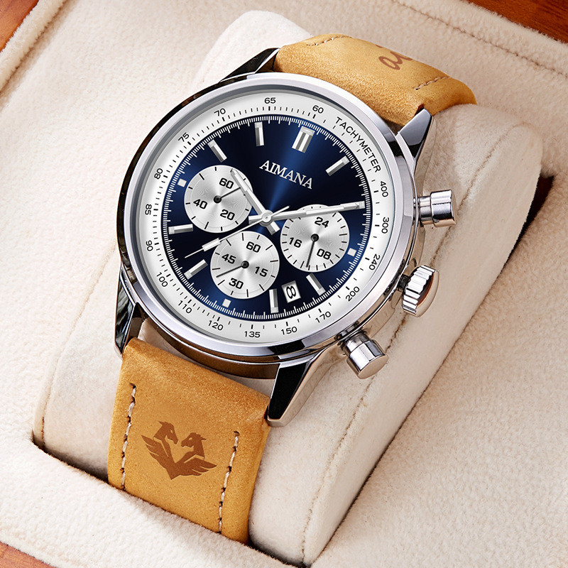 Jam tangan  Gantung Pria Kuno Antik Elegan Merek Swiss Tali Kulit Tangan Quartz Multifungsi Streamin