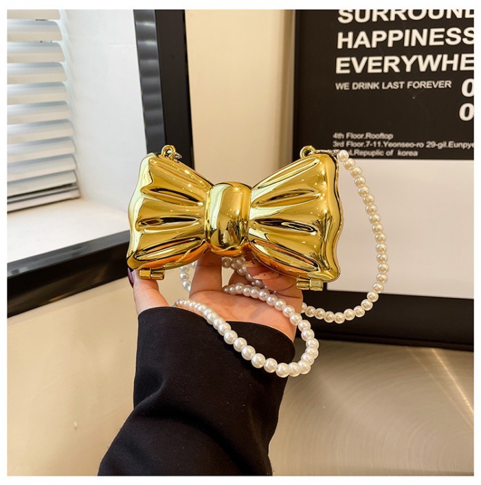 Tas Makan Malam Dekoratif Mewah Ringan Populer Tahun Ini Tas Selempang Rantai Busur Berbentuk Kerang