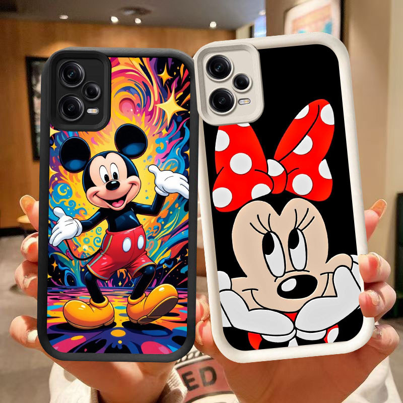 DK-72 Mickey Mouse Silicone Casing hitam putih untuk Xiaomi Redmi POCO Note 3 X5 Turbo F5 F7 F6 12 5