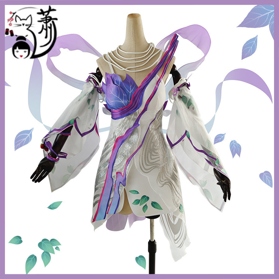 Kostum Cosplay Honor of Kings Ailes Moshang Sang Game Anime Dua Dimensi Set Ungu untuk Wanita Berkua
