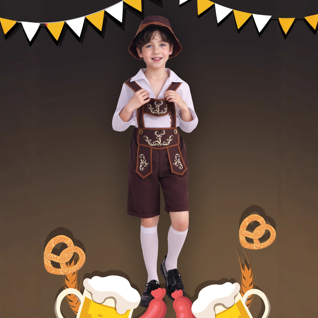 Kostum Cosplay Set Anak Laki-laki Oktoberfest Bavaria Munich untuk Pesta Halloween Berkualitas