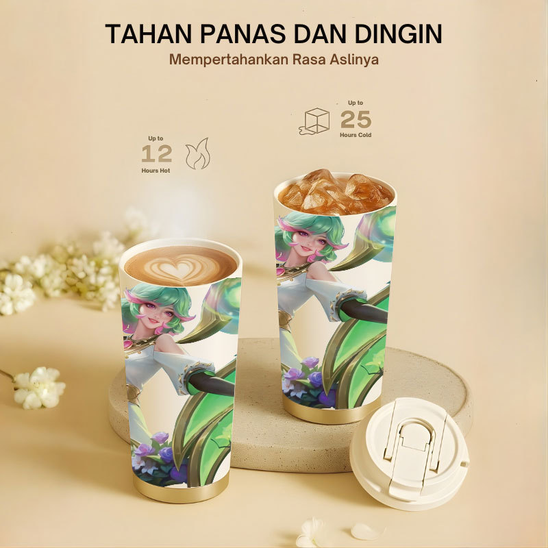Tumbler Lunox Mobile Legend | 500ml SUS 304 | Anti Bocor 100% | Tahan Panas & Dingin 12 Jam | Sedota