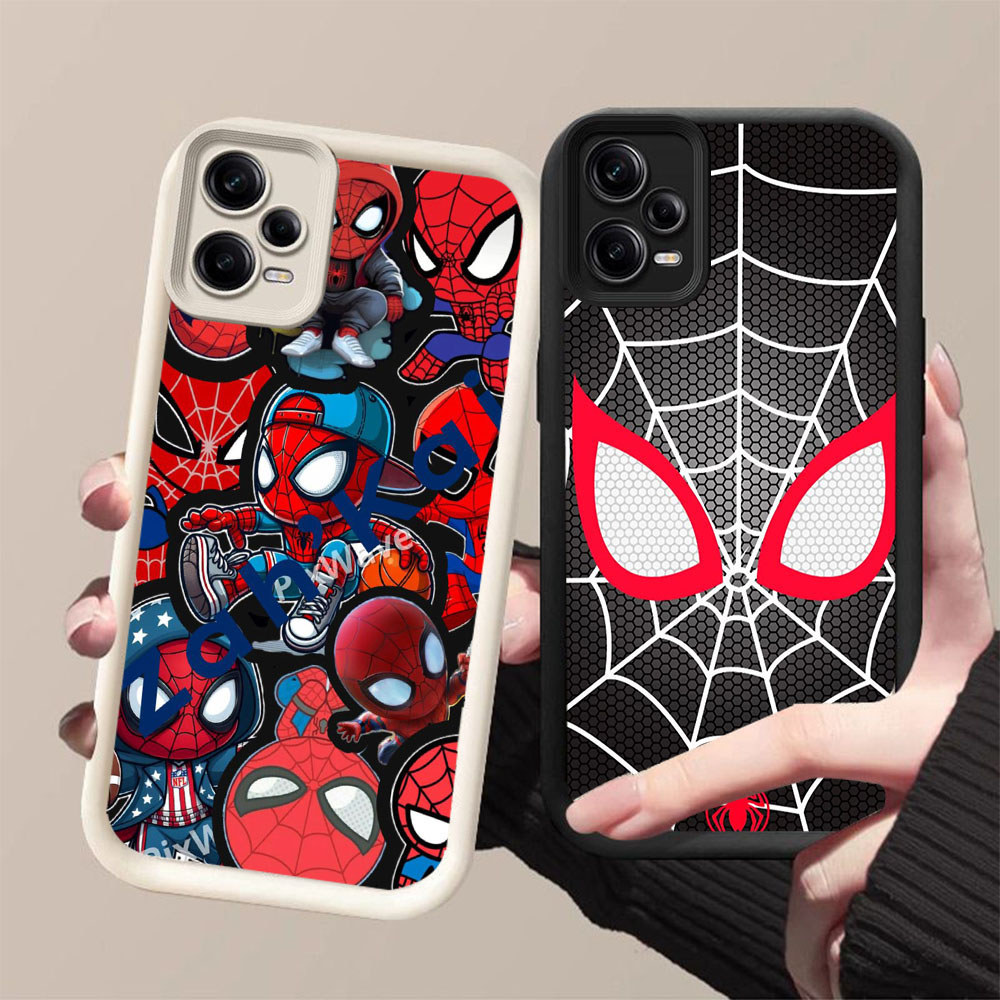 DJ-46 Spiderman Silicone Casing hitam putih untuk Xiaomi Redmi POCO Note 12 3 X5 F5 F6 Turbo 15C F7 