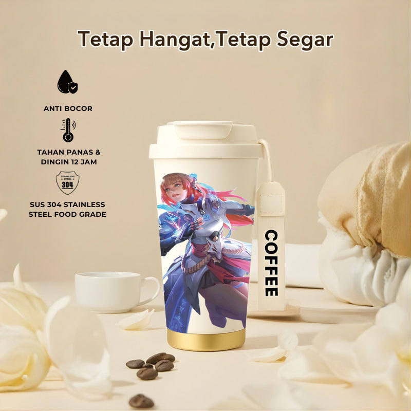 Tumbler Guinevere Mobile Legend | 500ml SUS 304 | Anti Bocor 100% | Tahan Panas & Dingin 12 Jam | Se