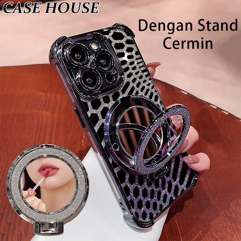 Glitter Card Case HP Samsung A03S A13 A20S A30 A50S Stand Holder Cermin Casing Samsung A04E A05 A15 