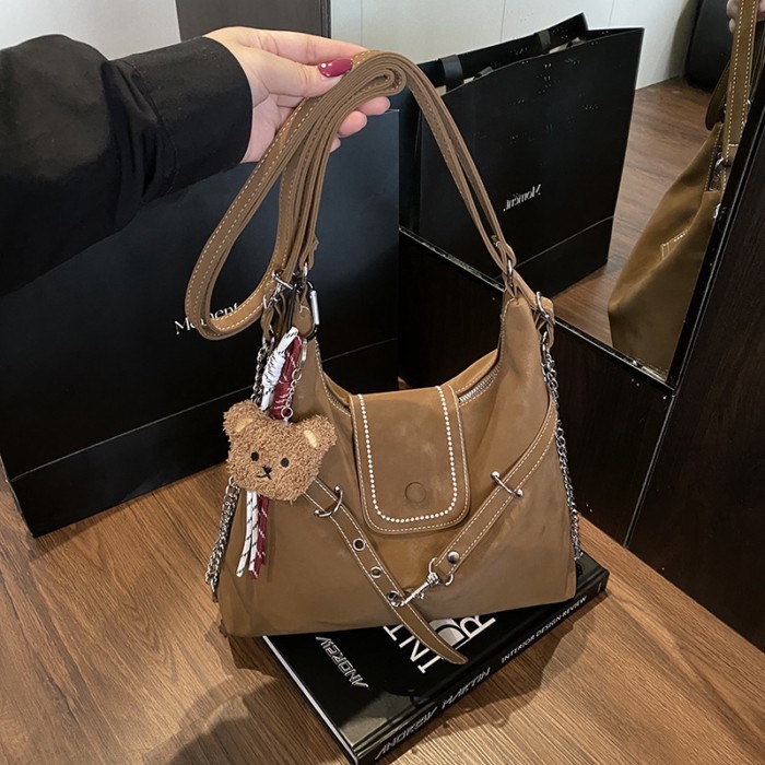 Tas Selempang Wanita PU Doff Dengan Rantai Desain Vintage Tas Ketek Tas Mewah Tas Serbaguna Tas Hari