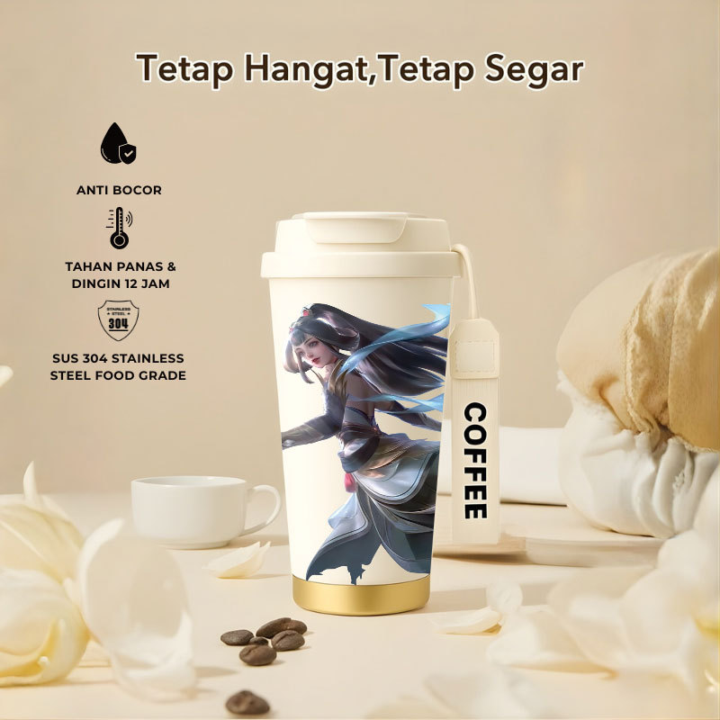 Tumbler Guinevere Mobile Legend | 500ml SUS 304 | Anti Bocor 100% | Tahan Panas & Dingin 12 Jam | Se