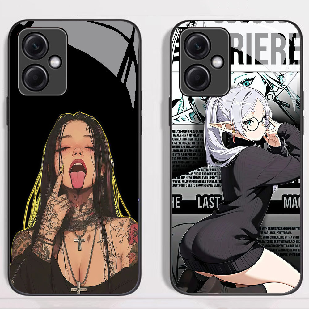 KT-59 Anime Girl HD Glass Casing untuk Xiaomi Redmi A5 12 13 Note 12 13 Poco X5 Poco C71 Pro