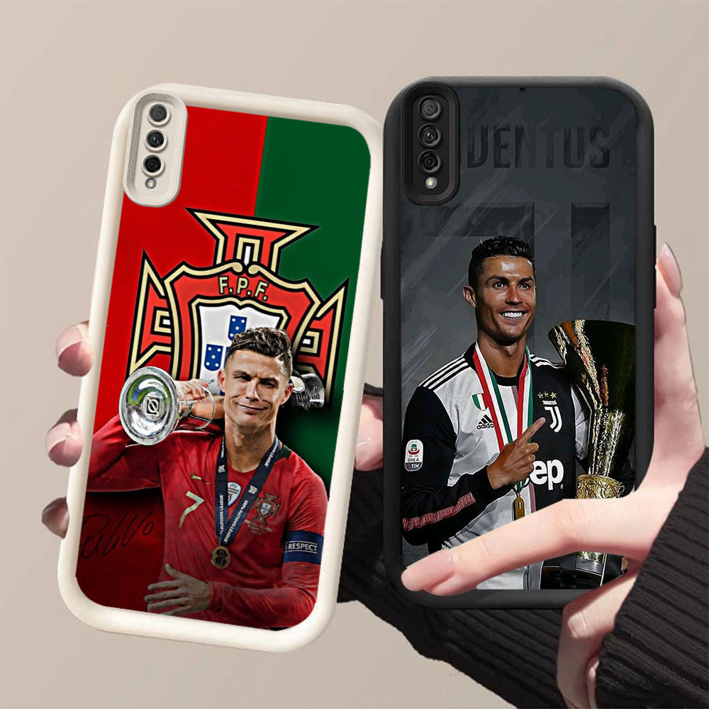 DK-87 football star Ronaldo Silicone Casing hitam putih untuk Samsung M02 A03 Core A50s A50 A30s A02