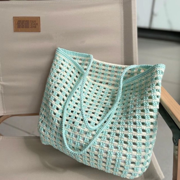 Tas Rajut Buatan Tangan Tas Berongga Wafel Benang Khusus 12 Helai Benang Katun