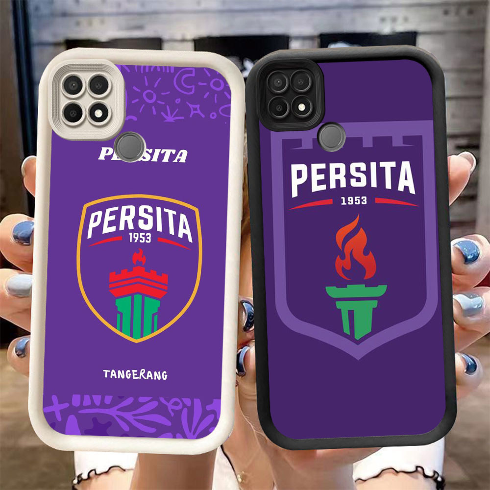 MK-24 Persita Indonesia Shockproof Casing untuk Silikon hitam putih OPPO Realme Narzo A15s C21 C25Y 