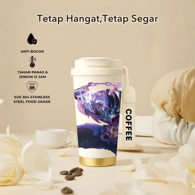 Tumbler Hayabusa Mobile Legend | 500ml SUS 304 | Anti Bocor 100% | Tahan Panas & Dingin 12 Jam | Sed