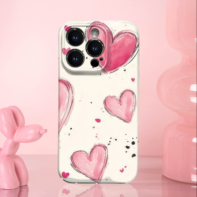 Case HP Motif Sketsa Love, Stok Ready, Support COD, Cocok untuk iPhone 13/11 Pro Max/15, OPPO A3X, V
