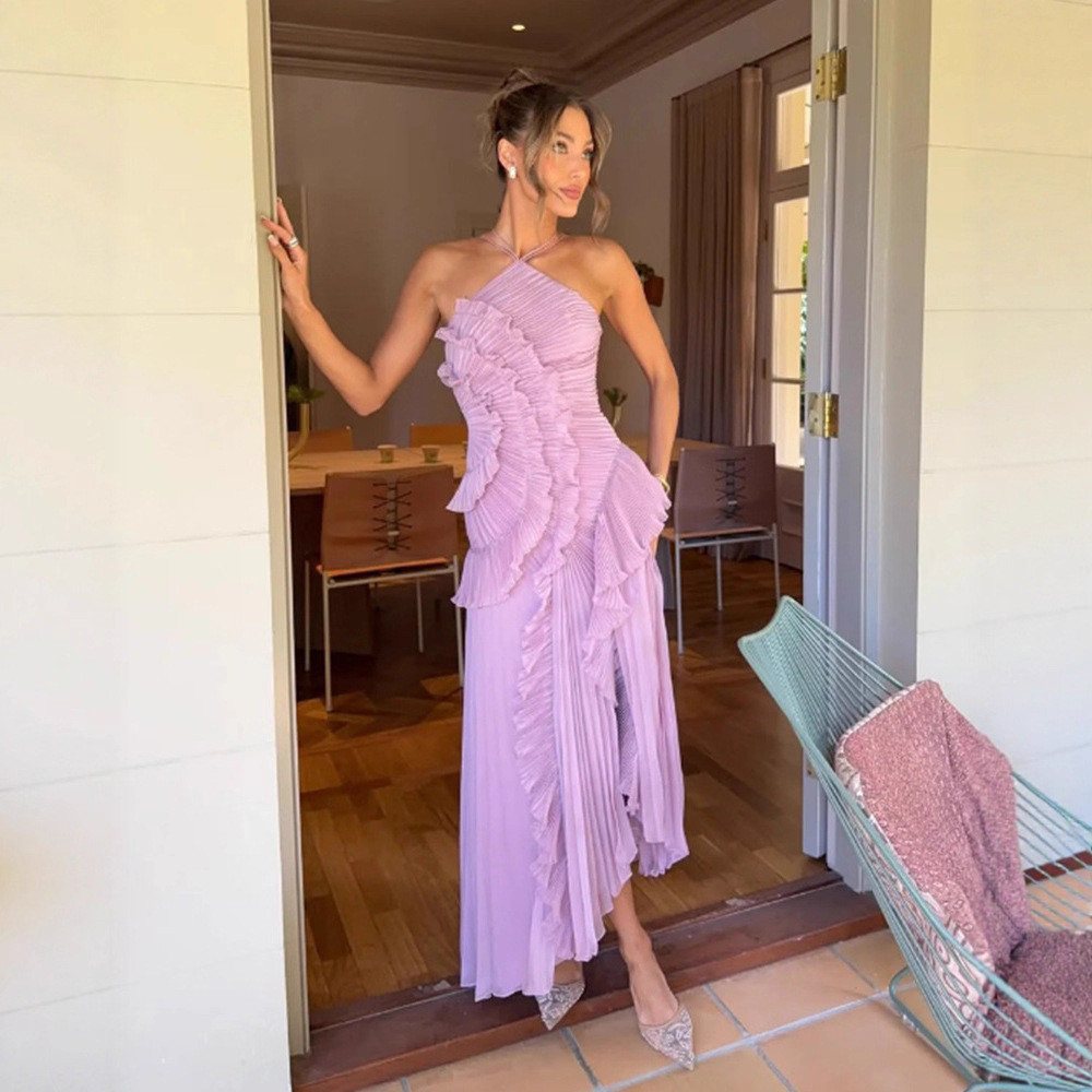 Dress Daster Wanita elegan 2025   Amazon Eropa  Amerika  Panas Baru Gaun Malam Seksi Elegan Punggung