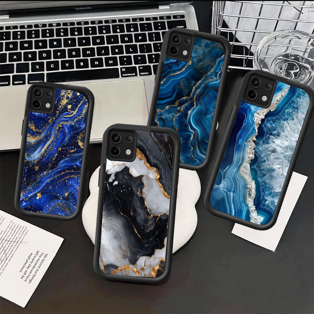 UO64 marble pattern Hp Plating Casing untuk Xiaomi Redmi Note POCO 9T X7Pro M3 9C 11S 10T 10 M5S NFC