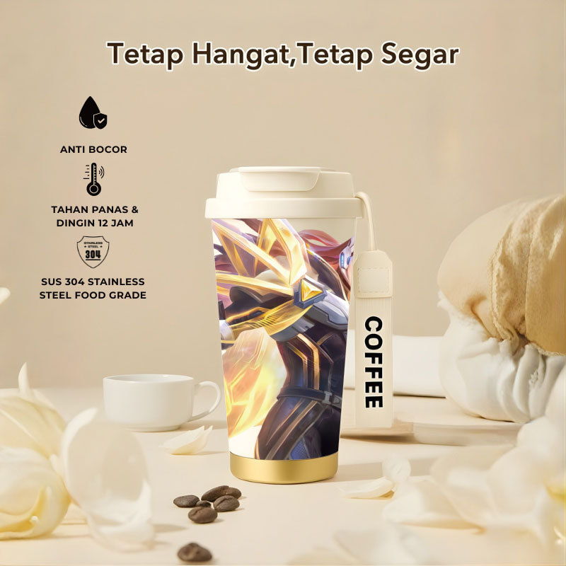 Tumbler Lancelot Mobile Legend | 500ml SUS 304 | Anti Bocor 100% | Tahan Panas & Dingin 12 Jam | Sed