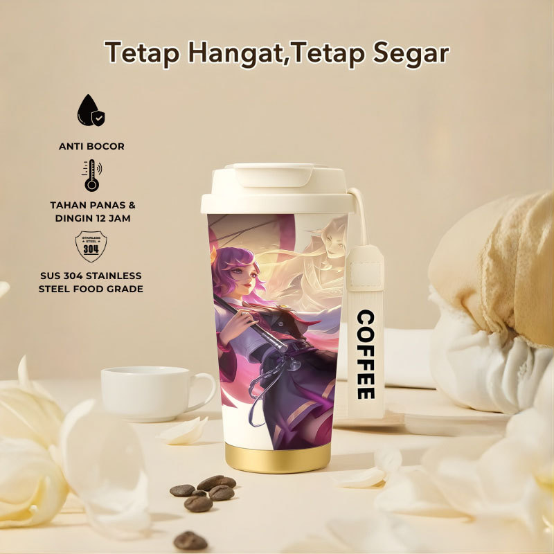Tumbler Kagura Mobile Legend | 500ml SUS 304 | Anti Bocor 100% | Tahan Panas & Dingin 12 Jam | Sedot