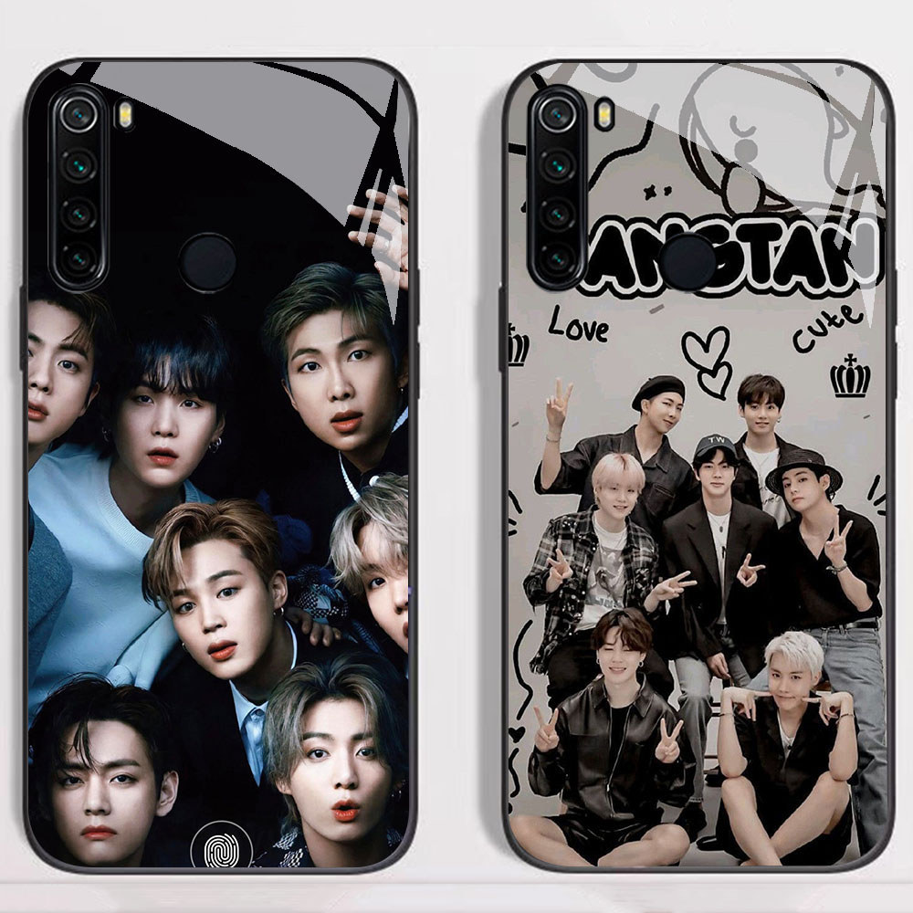 KT-18 BTS Boy HD Glass Casing untuk Xiaomi Redmi 8 8A 9 Note 8 10 Pro Lite