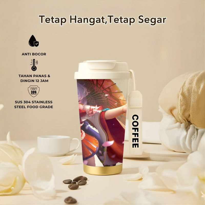 Tumbler Kagura Mobile Legend | 500ml SUS 304 | Anti Bocor 100% | Tahan Panas & Dingin 12 Jam | Sedot