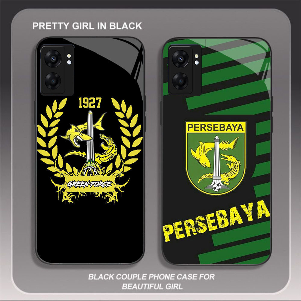 HK-65 Persebaya Glass KACA Casing untuk OPPO Realme Reno A57 A76 A57S C67 A96 C30S C33 10 A77S A36 1