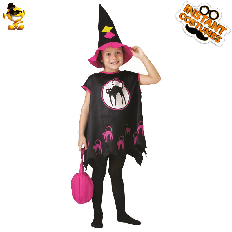 kostum Cosplay Kecil yang Menggemaskan Halloween Penyihir Gadis Kostum Masquerade Berkualitas