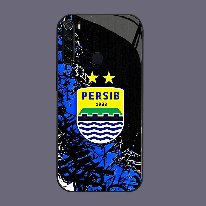 DJ-3 AING PERSIB Bandung, Indonesia Casing KACA bingkai lembut hitam Redmi Note 10 8 8A 9 Pro Lite