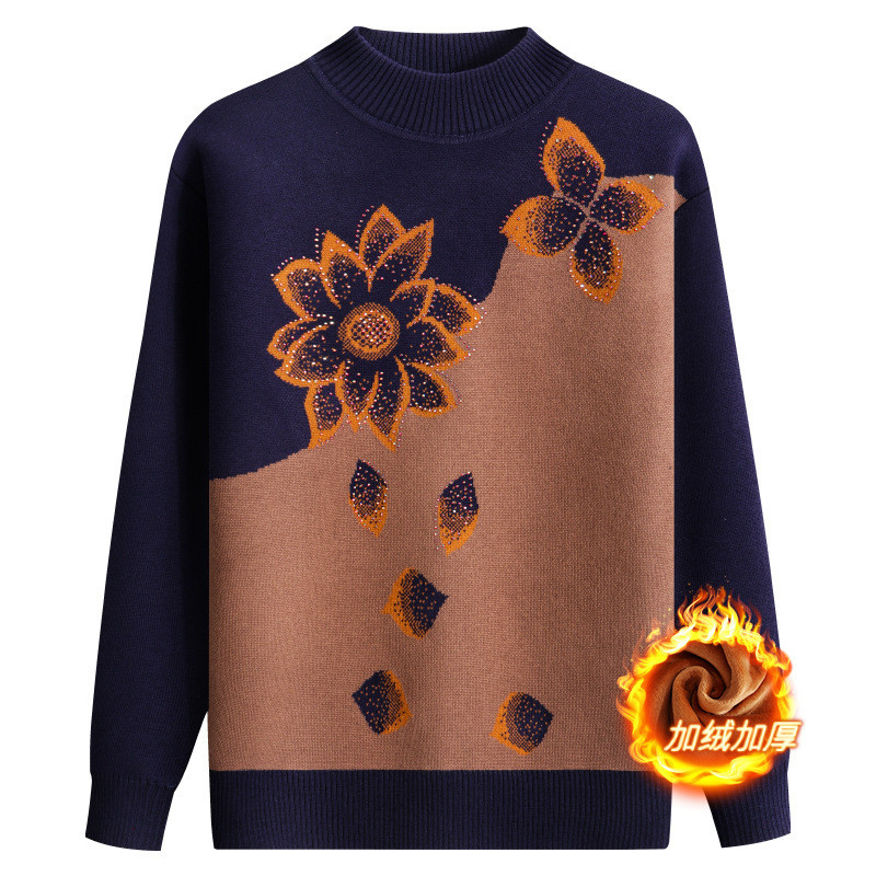 Sweater Wanita Paruh Baya  Lansia    Sweter Rajut Tebal Ukuran Besar Potongan Longgar Baju Dasar unt