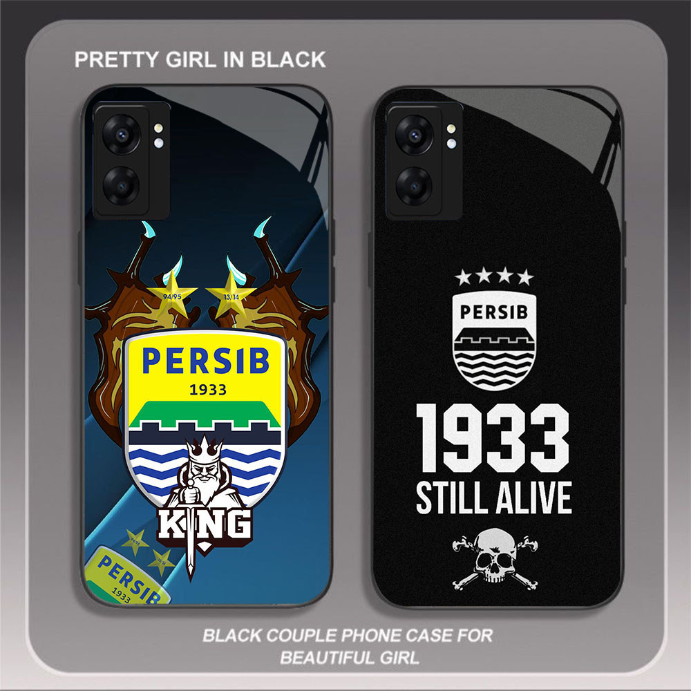 HK-29 Indonesian PERSIB Glass KACA Casing untuk OPPO Realme Reno A57 A76 A57S C67 A96 C30S C33 10 A7