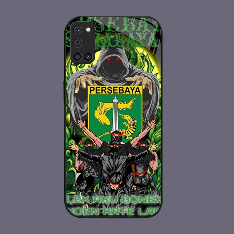 HK-65 Persebaya Glass KACA Casing untuk OPPO Reno F19 A72 A94 5F A92 5 A52 Pro Lite